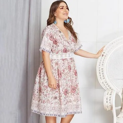 Plus Size Printed long Midi Dress