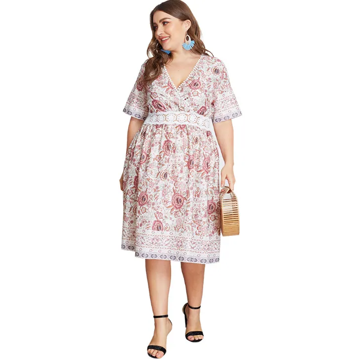 Plus Size Printed long Midi Dress