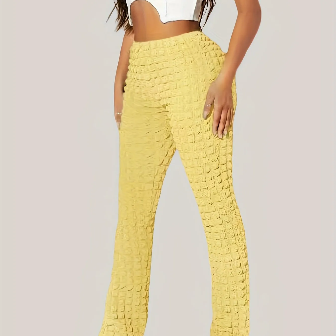 Popcorn Style  Casual Spring  Color Leggings