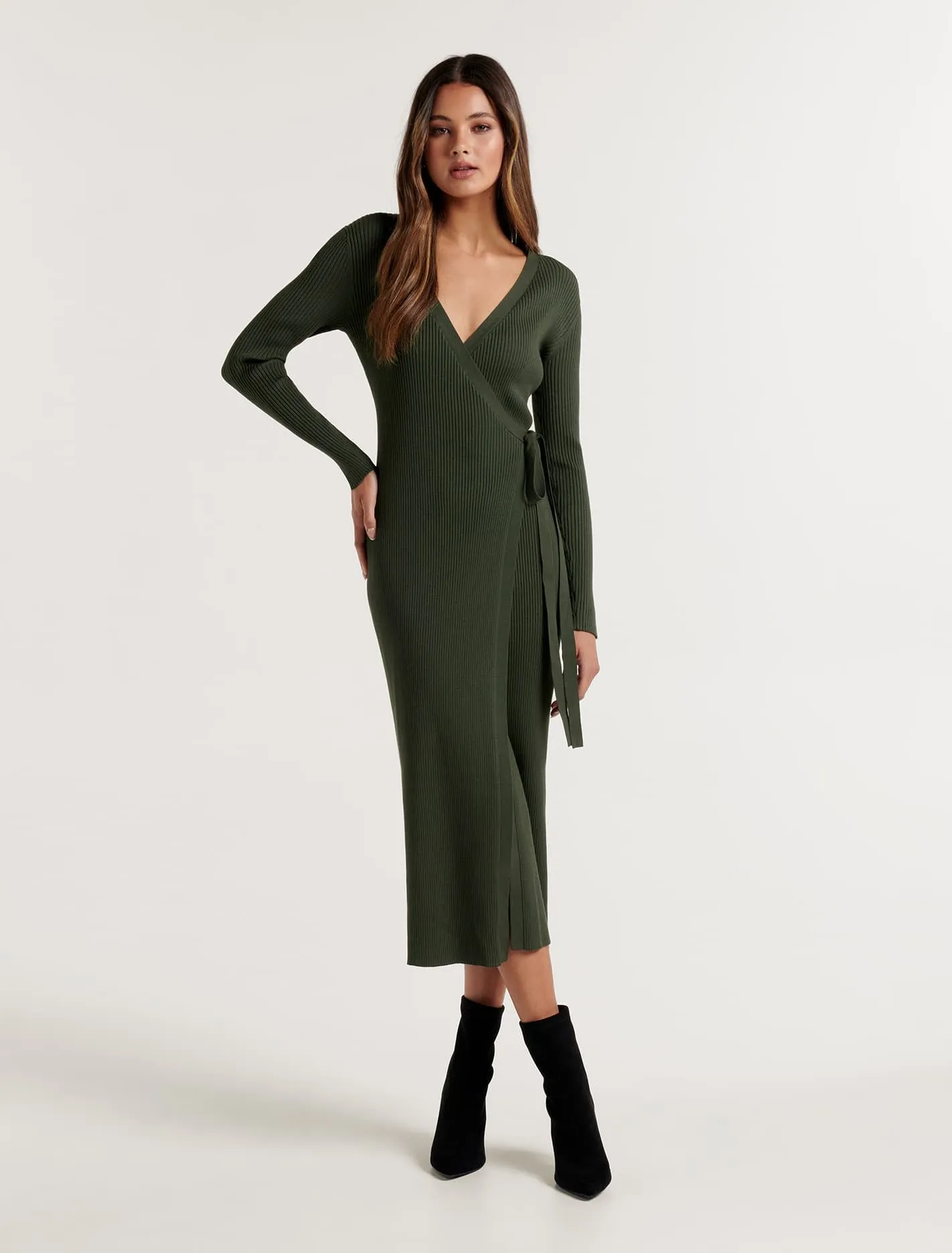 Prima Petite Wrap Knit Dress