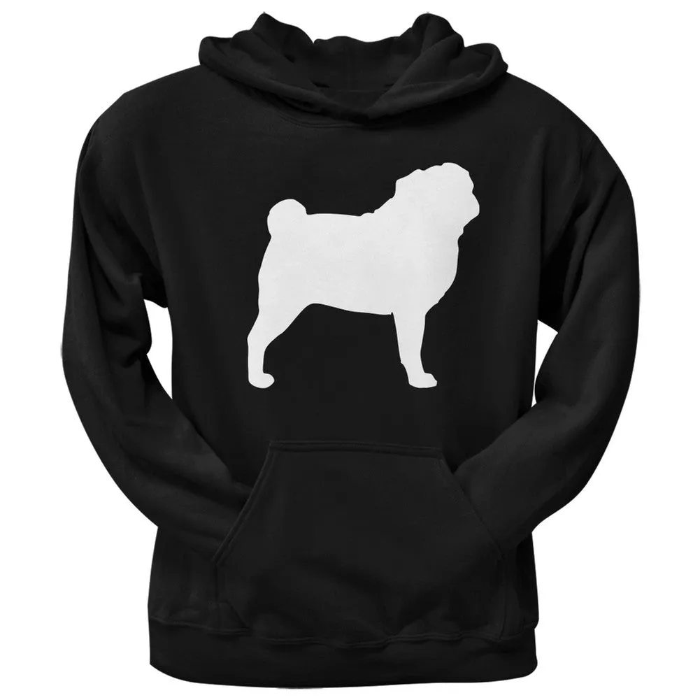 Pug Silhouette Black Adult Hoodie