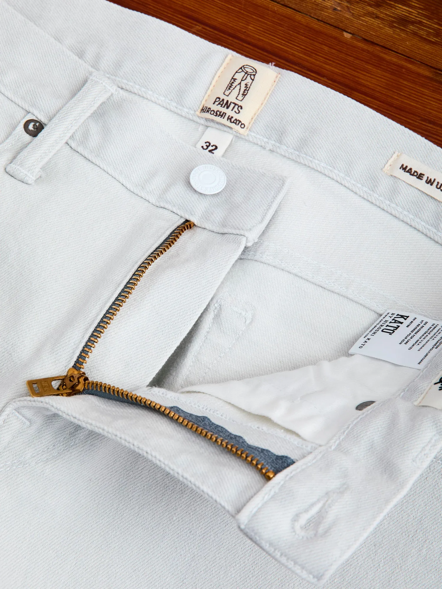 "Silver" 14oz Washed Grey-White Stretch Selvedge Denim - Pen Slim