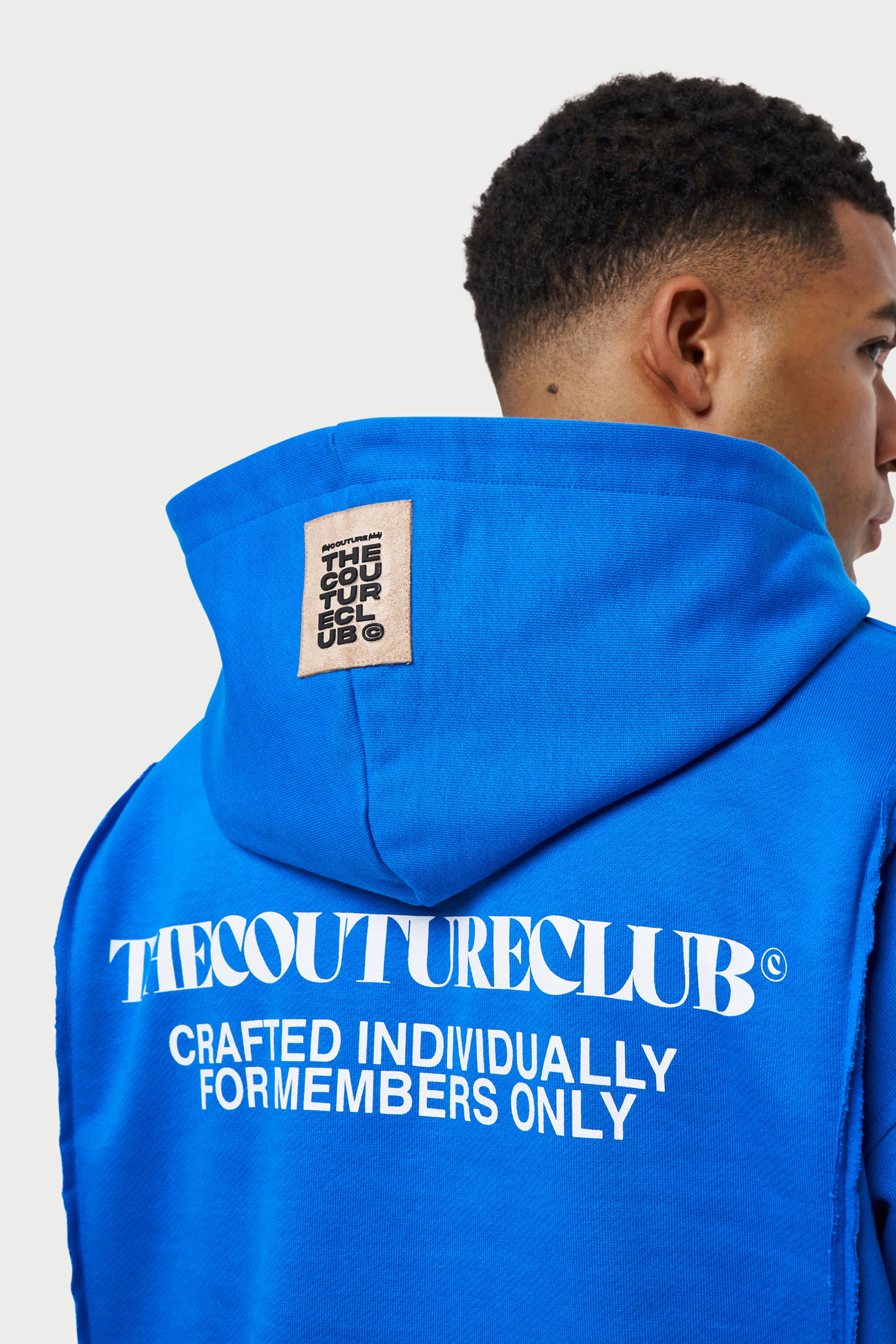 RAW SEAM QUARTER ZIP HOODIE - COBALT