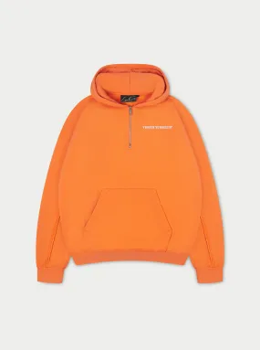 RAW SEAM QUARTER ZIP HOODIE - ORANGE