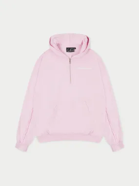 RAW SEAM QUARTER ZIP HOODIE - PINK