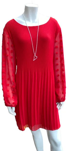 Red Pleated tunic Style Dress