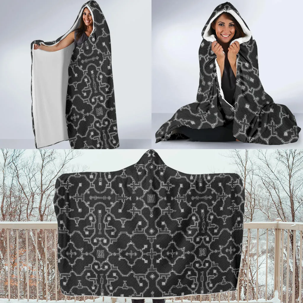 Shipibo Conibo - Black | Hooded Blanket | Mandalazed