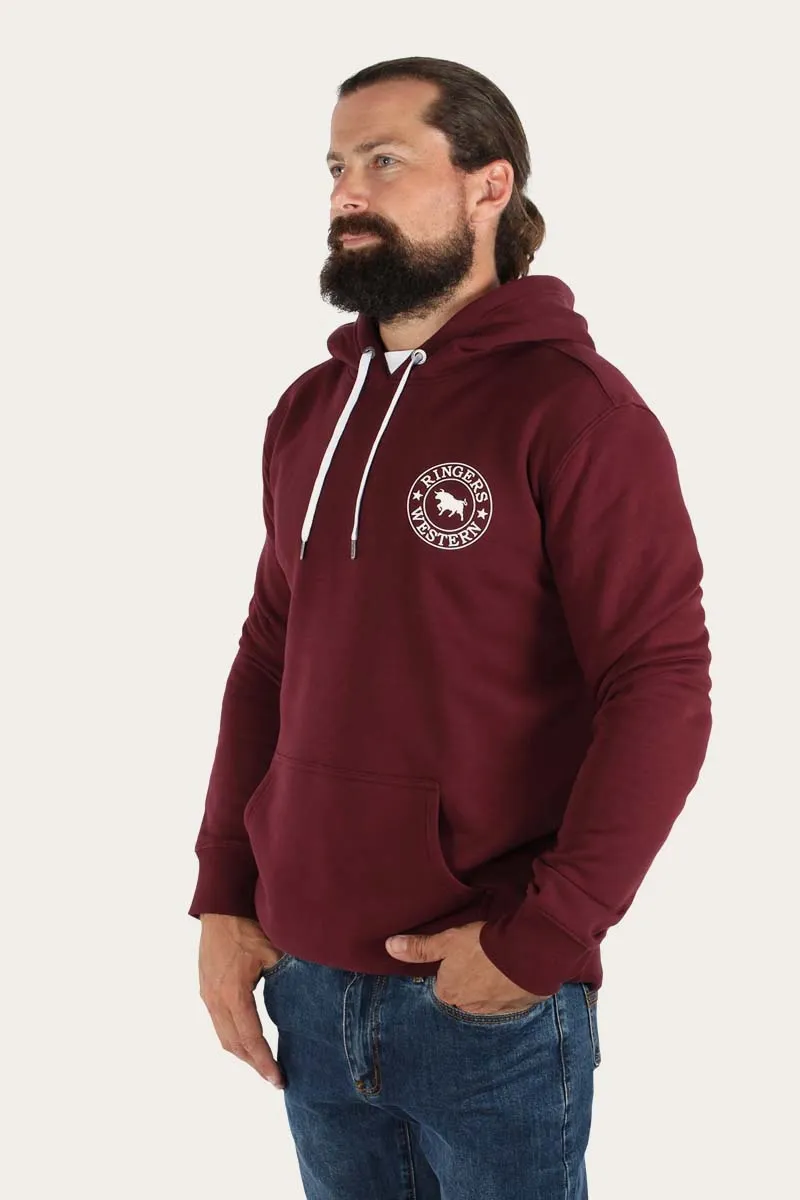 Signature Bull Mens Pullover Hoodie - Cabernet/White