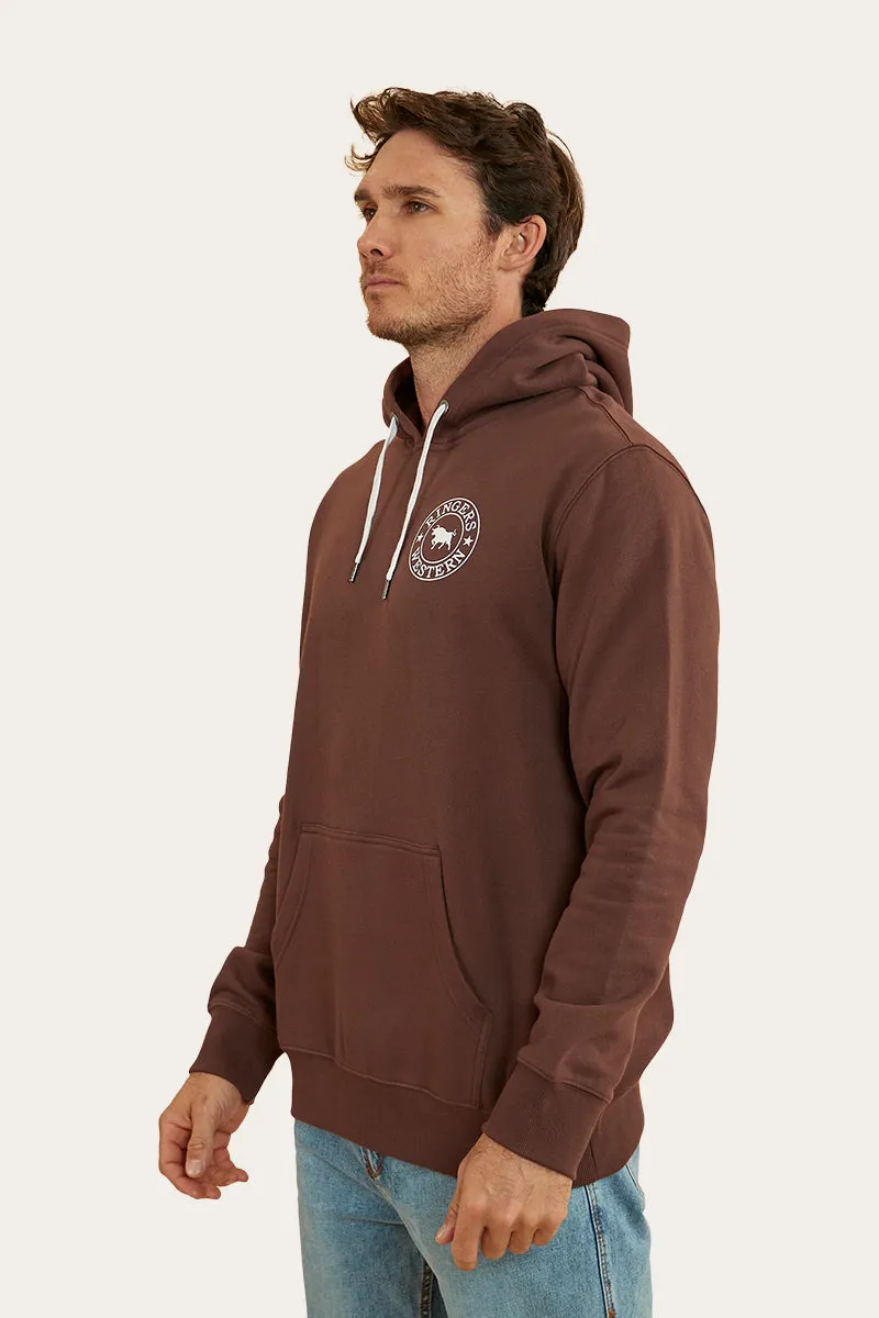 Signature Bull Mens Pullover Hoodie - Chocolate/White