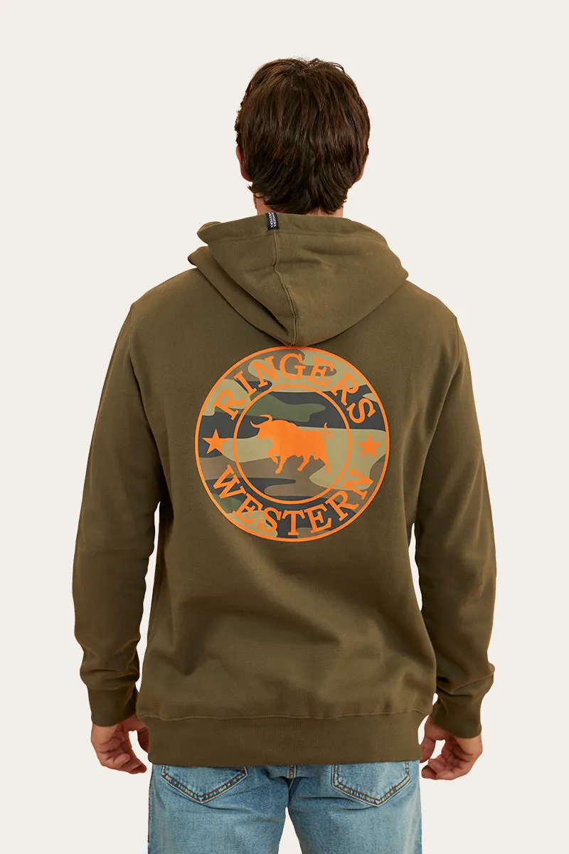 Signature Bull Mens Pullover Hoodie - Military Green/Camo