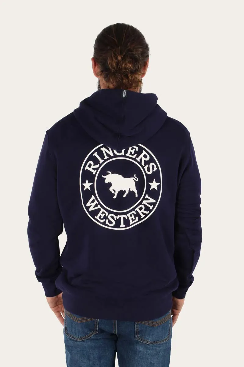 Signature Bull Mens Pullover Hoodie - Navy/White