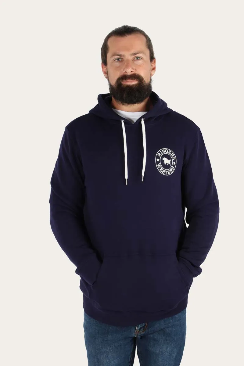 Signature Bull Mens Pullover Hoodie - Navy/White