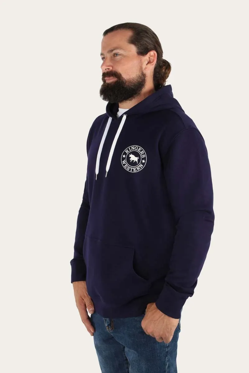 Signature Bull Mens Pullover Hoodie - Navy/White