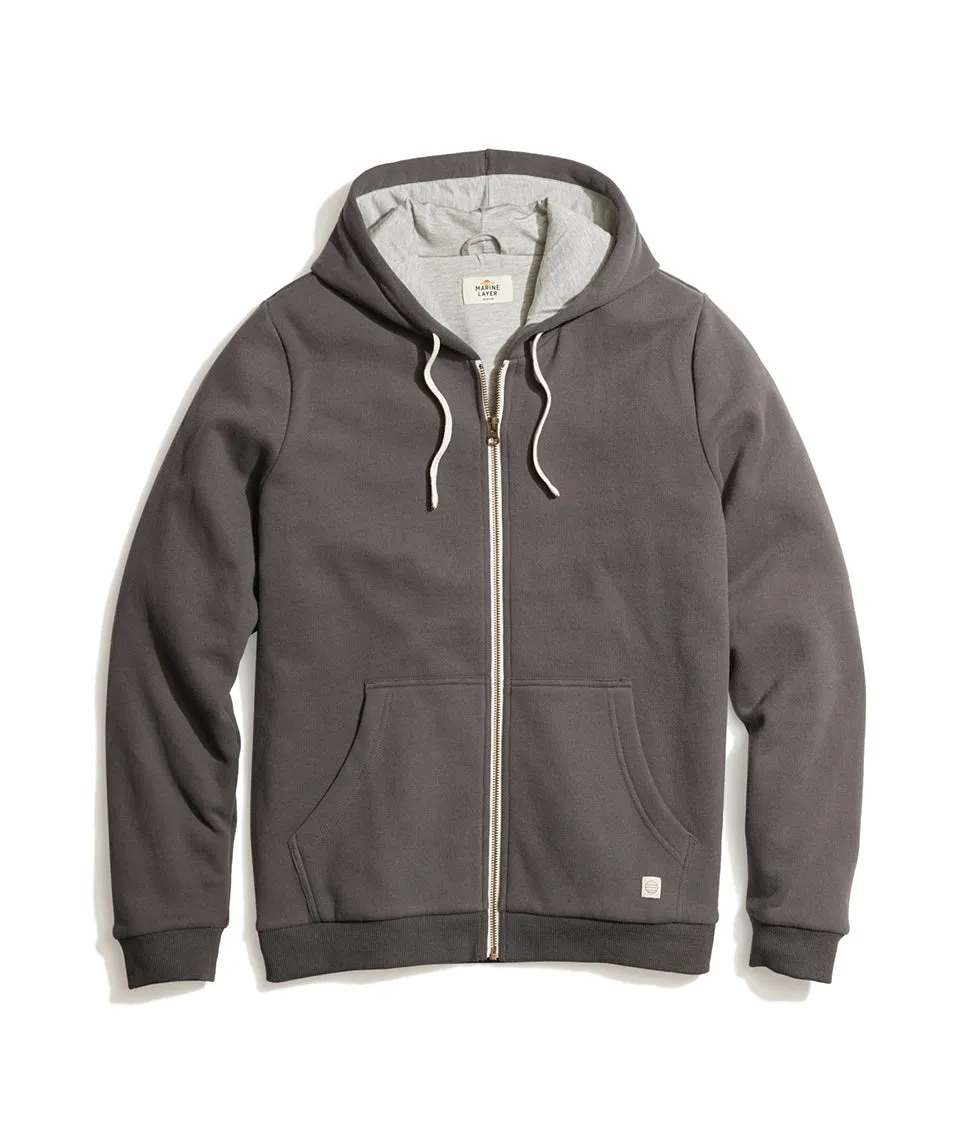 Signature Zip Lined Hoodie in Dark Heather Grey