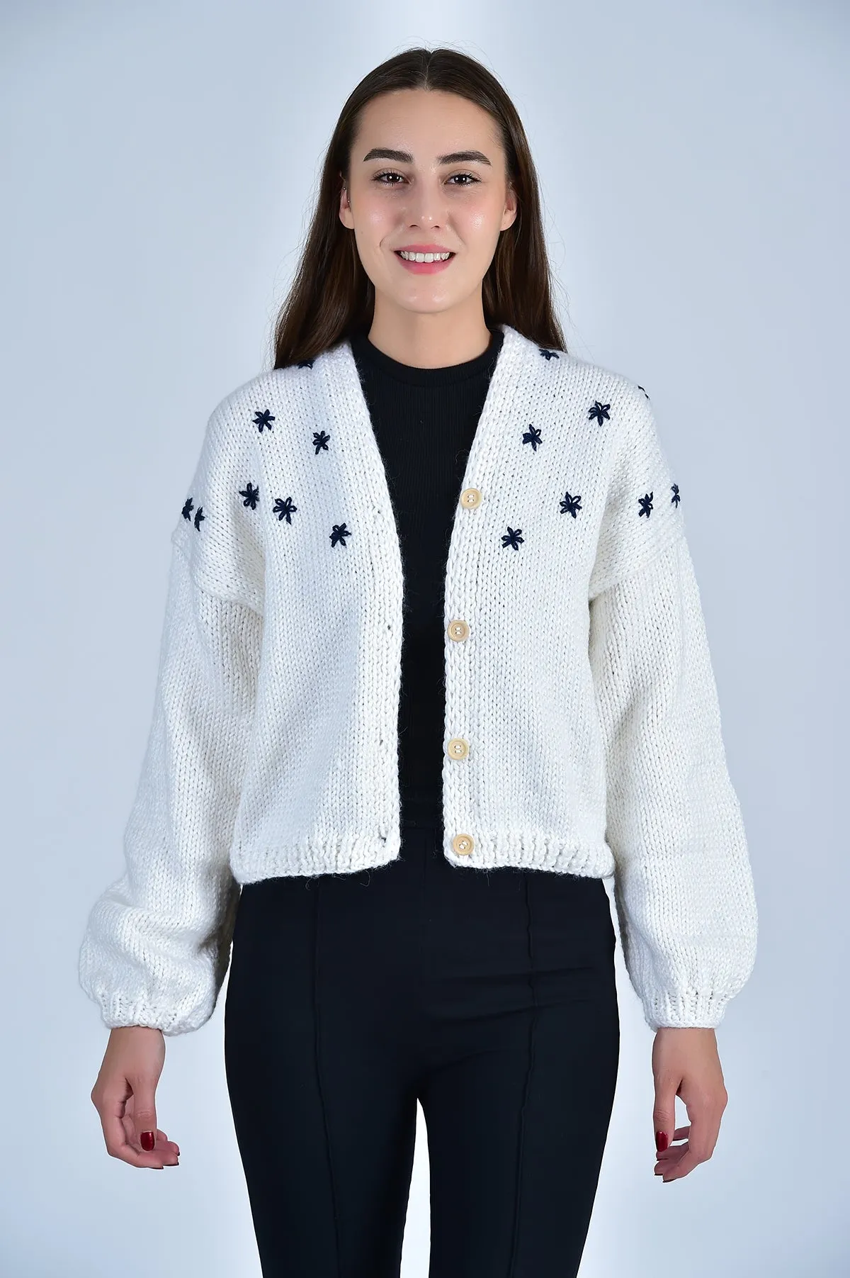 SISTER BLOOM NAVY FLORAL Button Front Cardigan