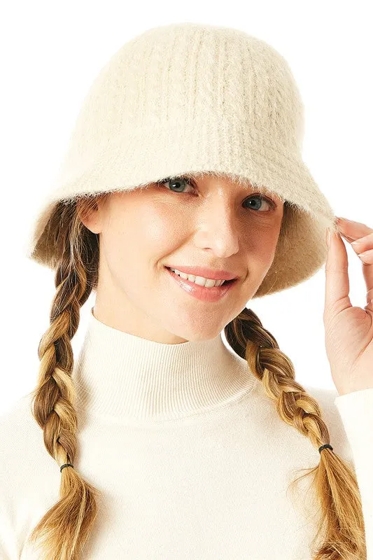 Soft Cable Knit Bucket Hat