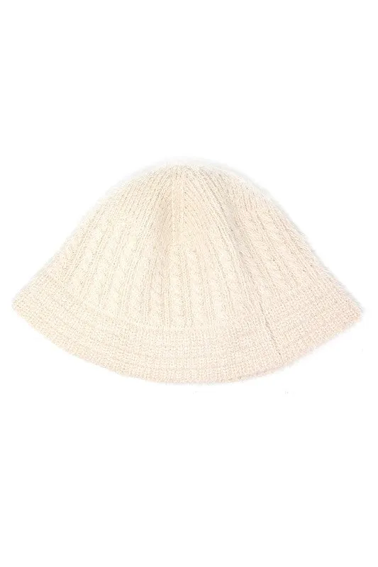 Soft Cable Knit Bucket Hat