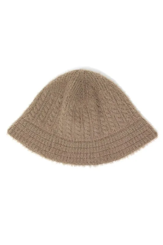 Soft Cable Knit Bucket Hat