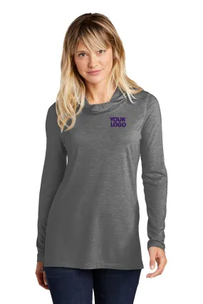 Sport-Tek Ladies PosiCharge Tri-Blend Wicking Custom Long Sleeve Hoodies, Dark Grey Heather