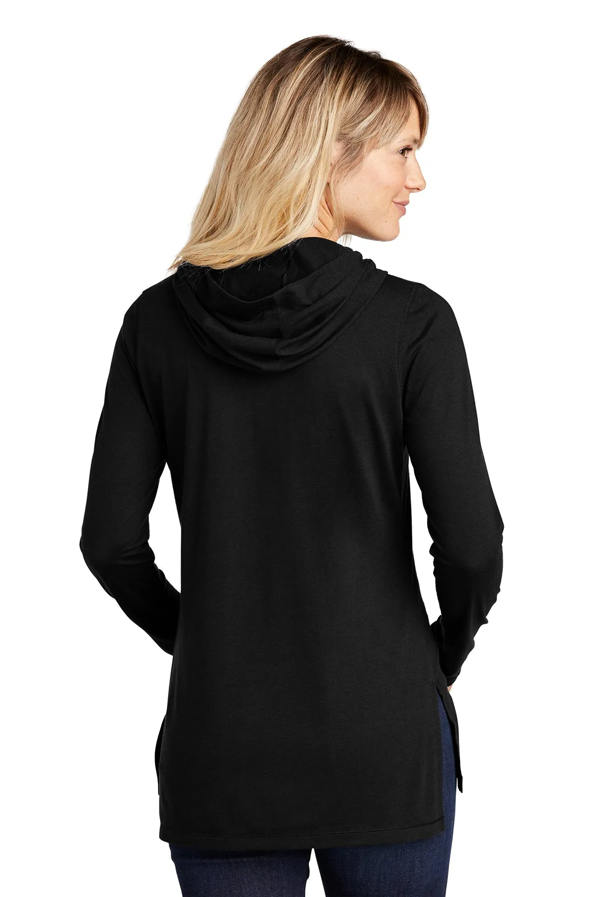 Sport-Tek Ladies PosiCharge Tri-Blend Wicking Customized Long Sleeve Hoodies, Black Triad Solid