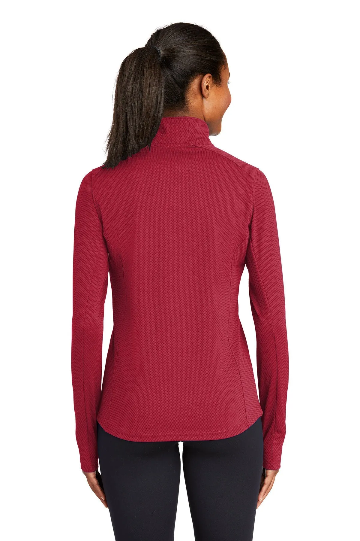 Sport-Tek Ladies Sport-Wick Textured Custom 1/4-Zip Pullovers, Deep Red