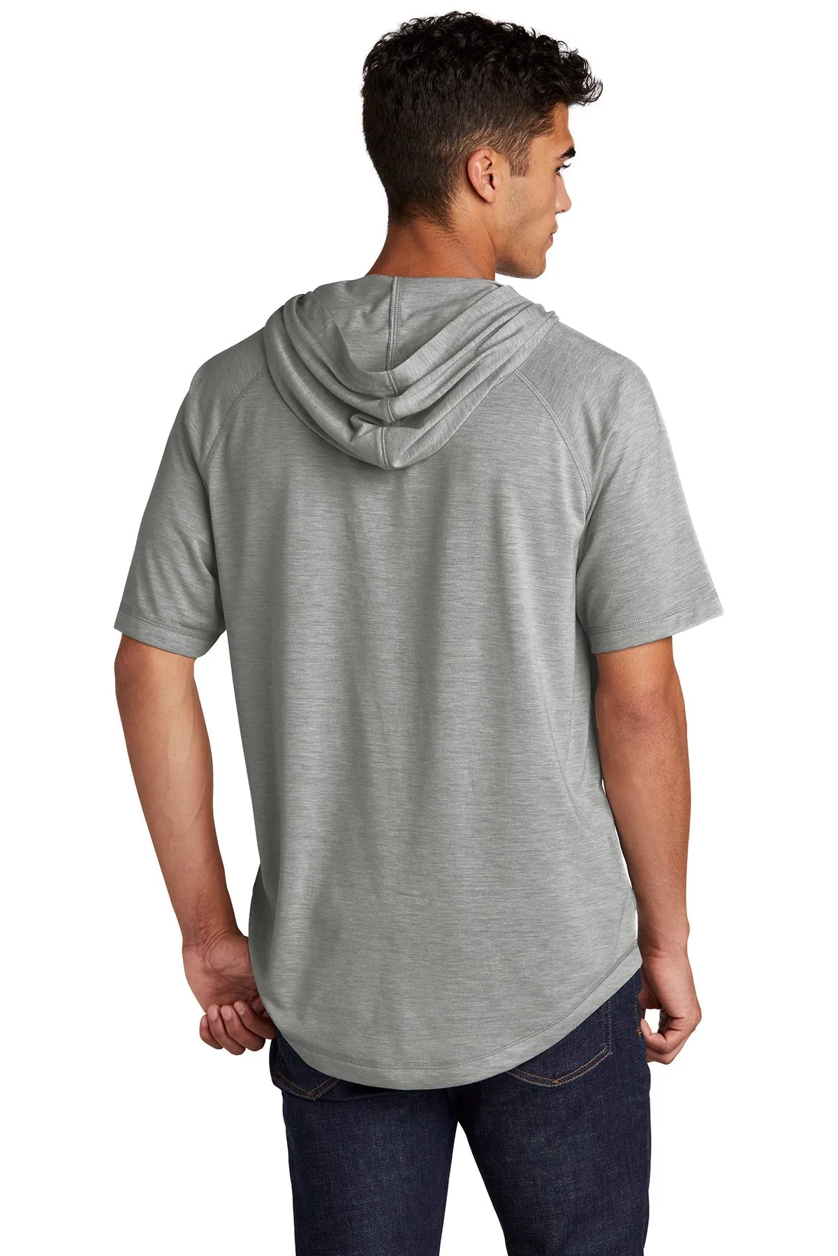 Sport-Tek PosiCharge Tri-Blend Wicking Custom Short Sleeve Hoodies, Light Grey Heather