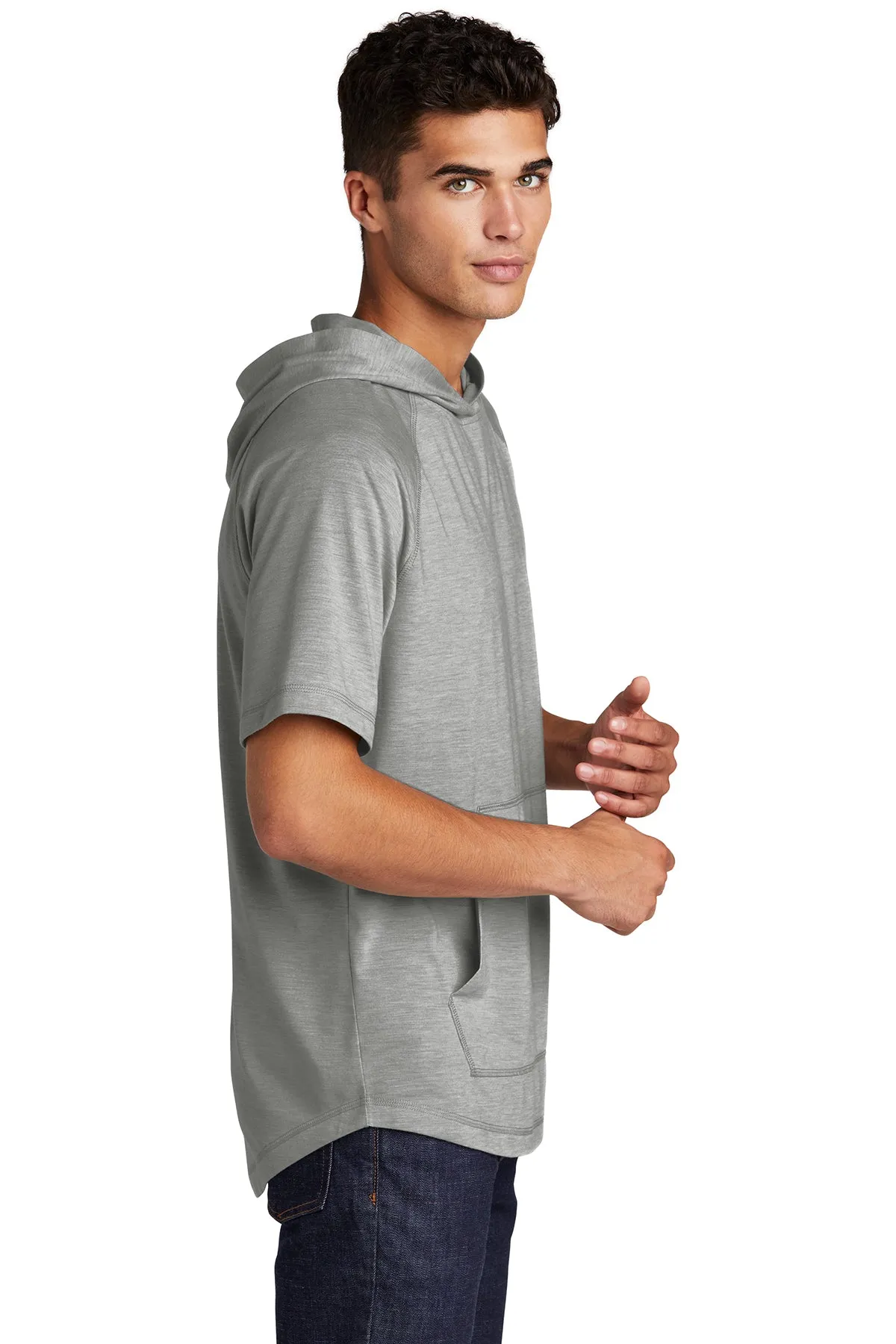 Sport-Tek PosiCharge Tri-Blend Wicking Custom Short Sleeve Hoodies, Light Grey Heather