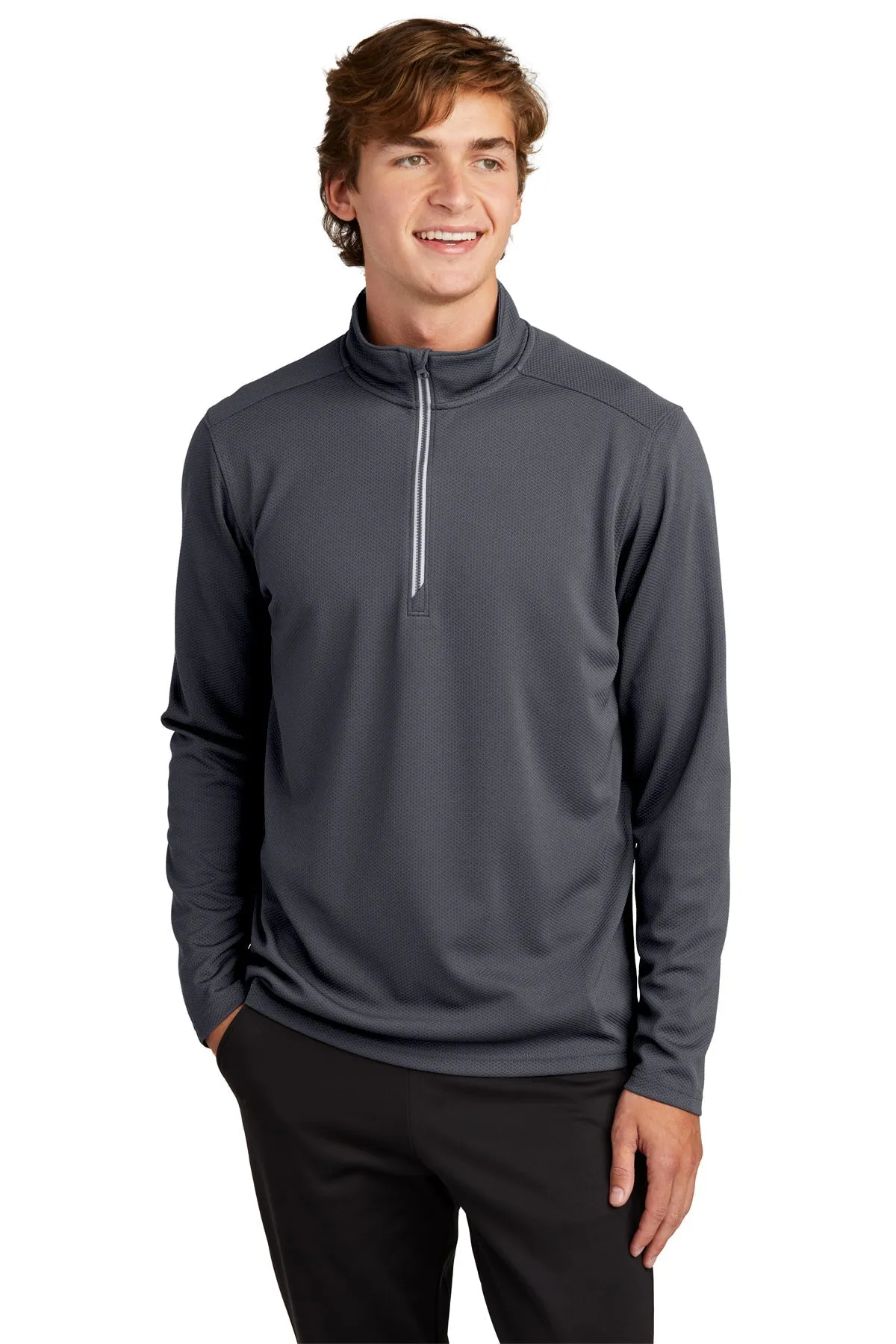 Sport-Tek Sport-Wick Textured Customized 1/4-Zip Pullovers, Iron Grey