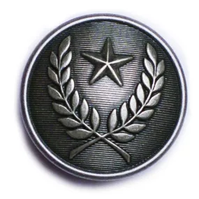 Star & Laurel Wreath Antique Silver Blazer Button (Made in USA by Waterbury)