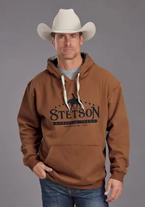 Stetson Mens Horserider and Star Earth Orange Cotton Blend Hoodie