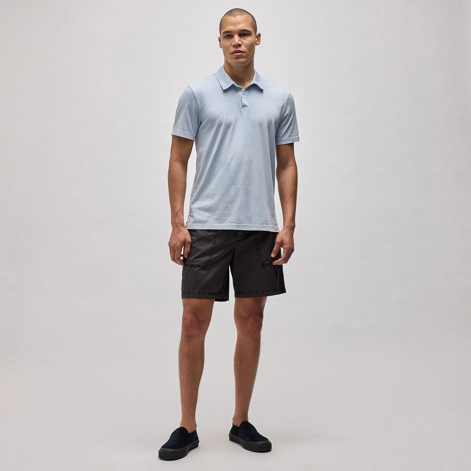 Sueded Jersey Polo - Open Sky Pigment