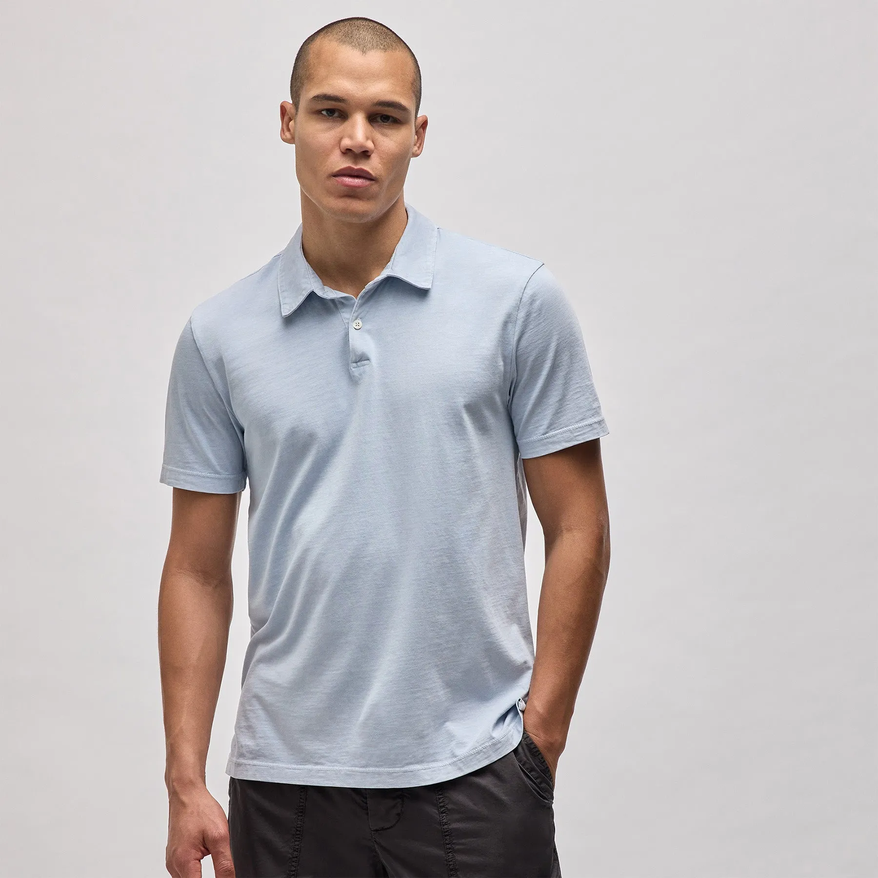 Sueded Jersey Polo - Open Sky Pigment