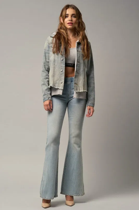 TEEK - LIGHT WASH WIDE ELASTIC FLARE JEANS