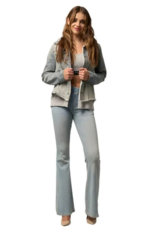 TEEK - LIGHT WASH WIDE ELASTIC FLARE JEANS