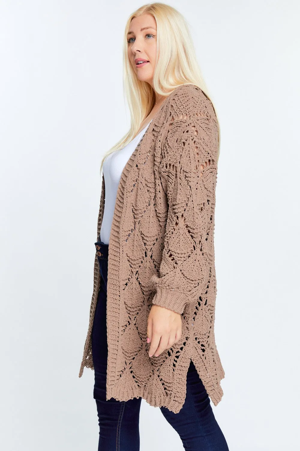 Textured Long Sleeve Long Cardigan