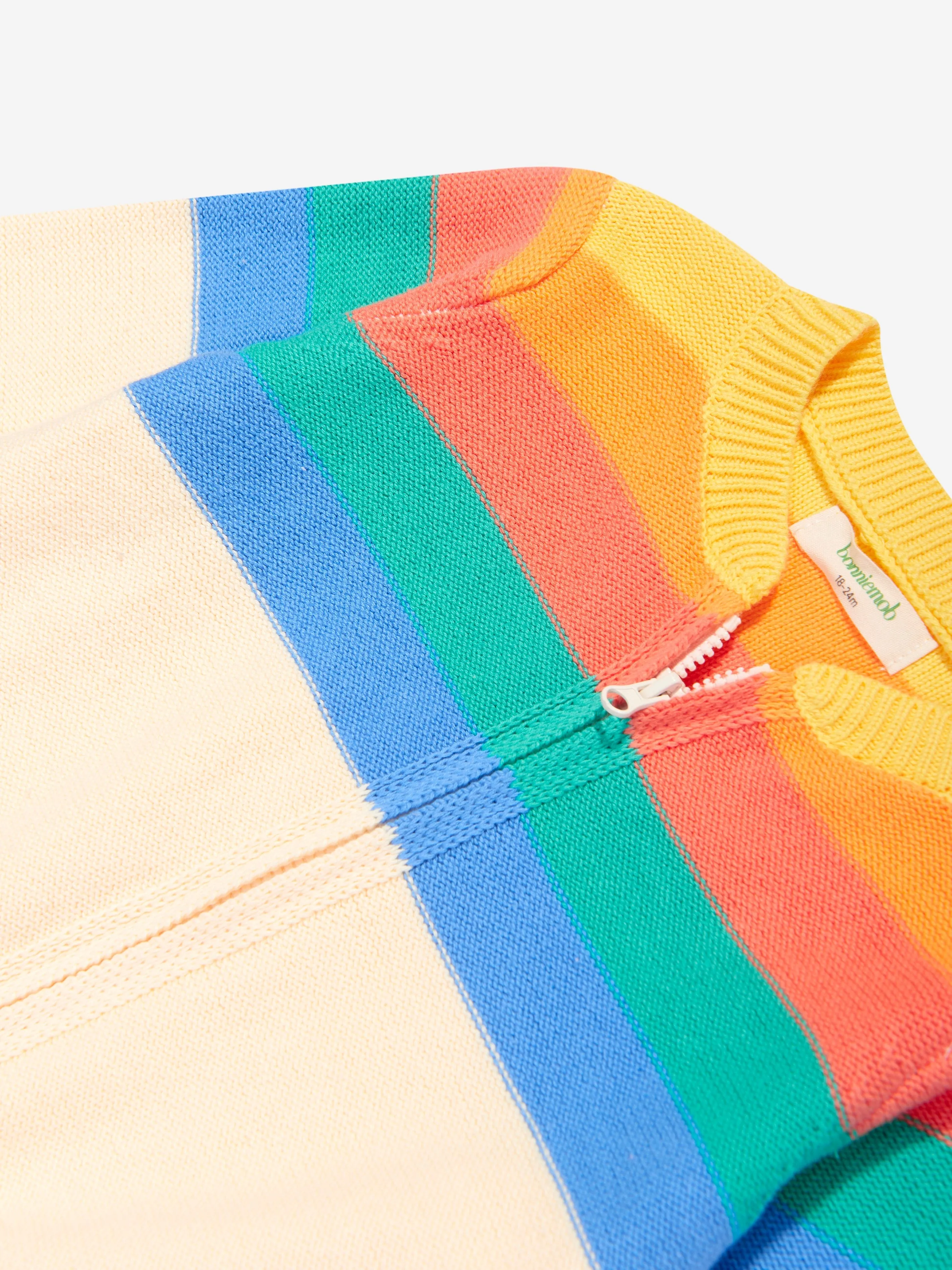 The Bonnie Mob Kids Barnacle Rainbow Striped Cardigan in Multicolour