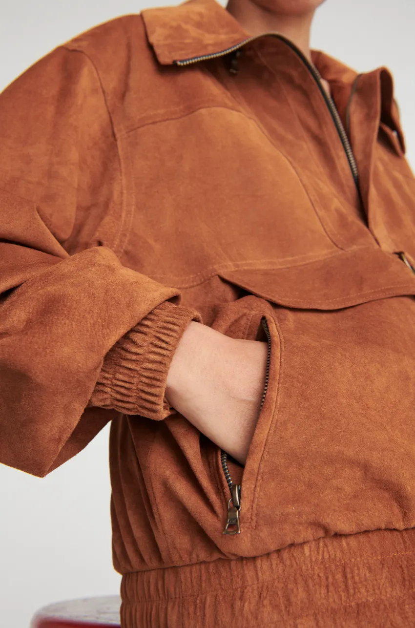 The Rumi Suede Pullover in Cognac