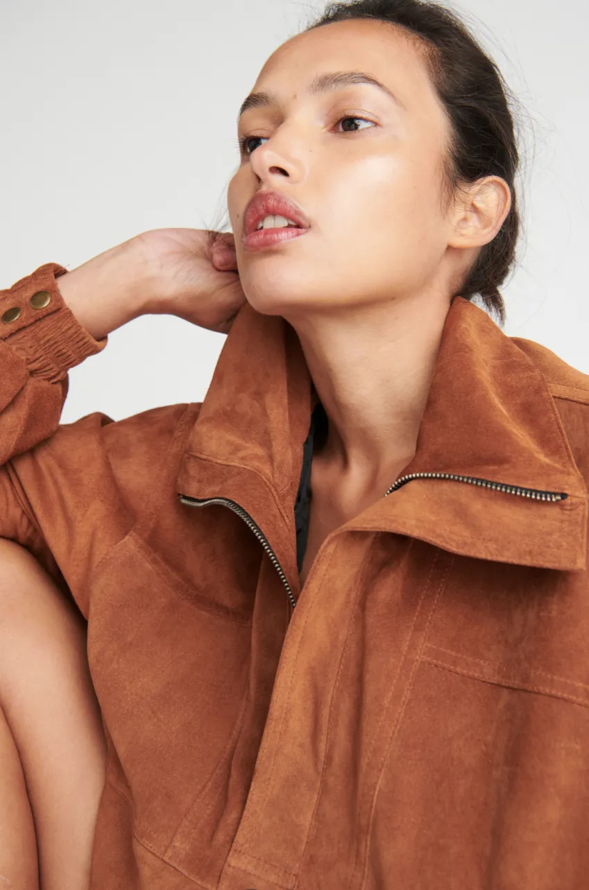 The Rumi Suede Pullover in Cognac