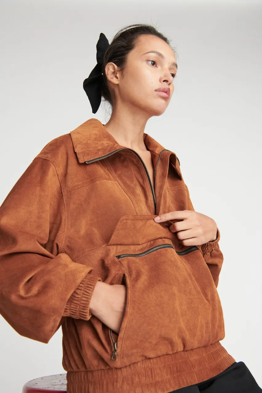 The Rumi Suede Pullover in Cognac