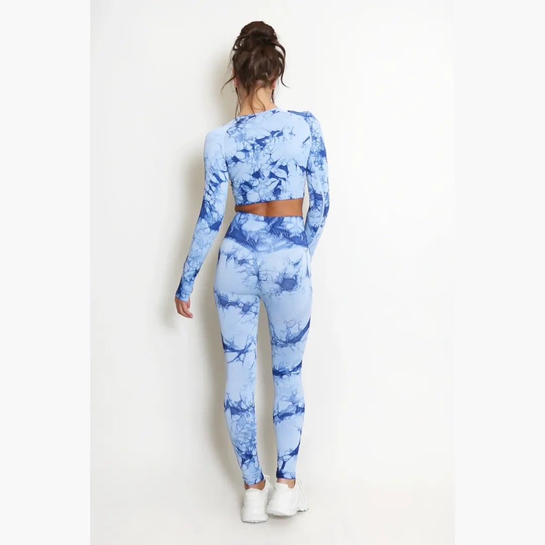 Tie Dye Print Tops And Leggings Set