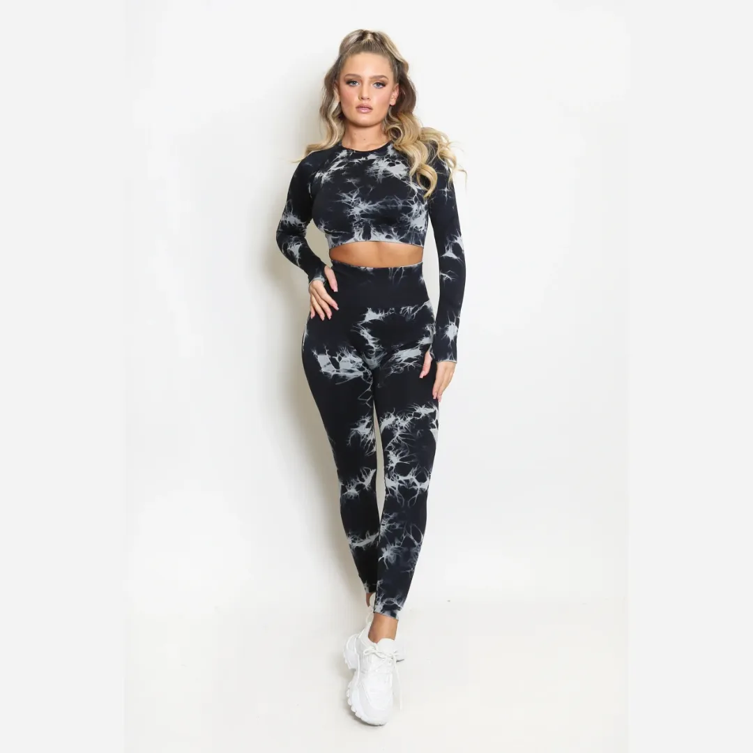 Tie Dye Print Tops And Leggings Set