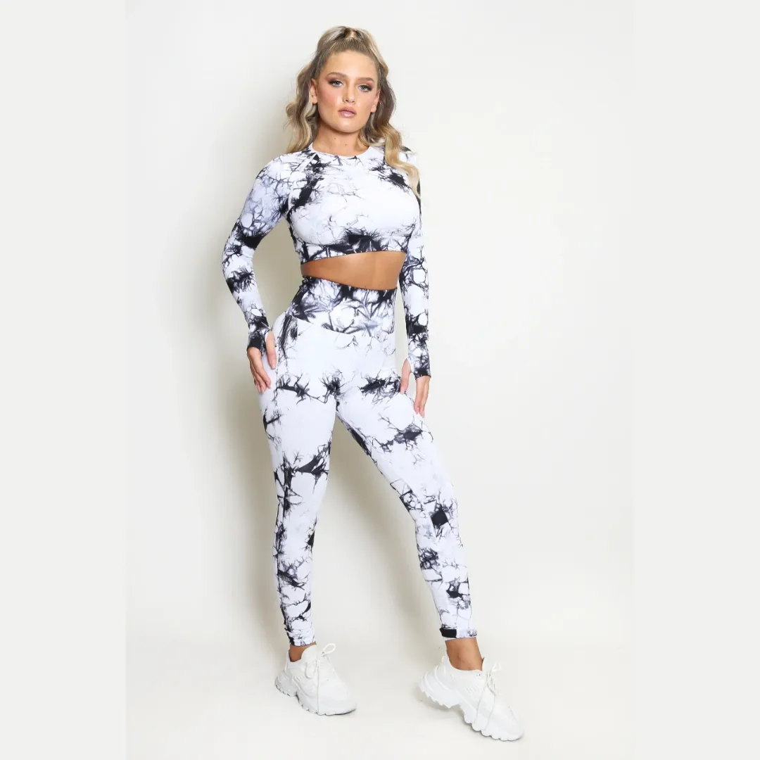 Tie Dye Print Tops And Leggings Set