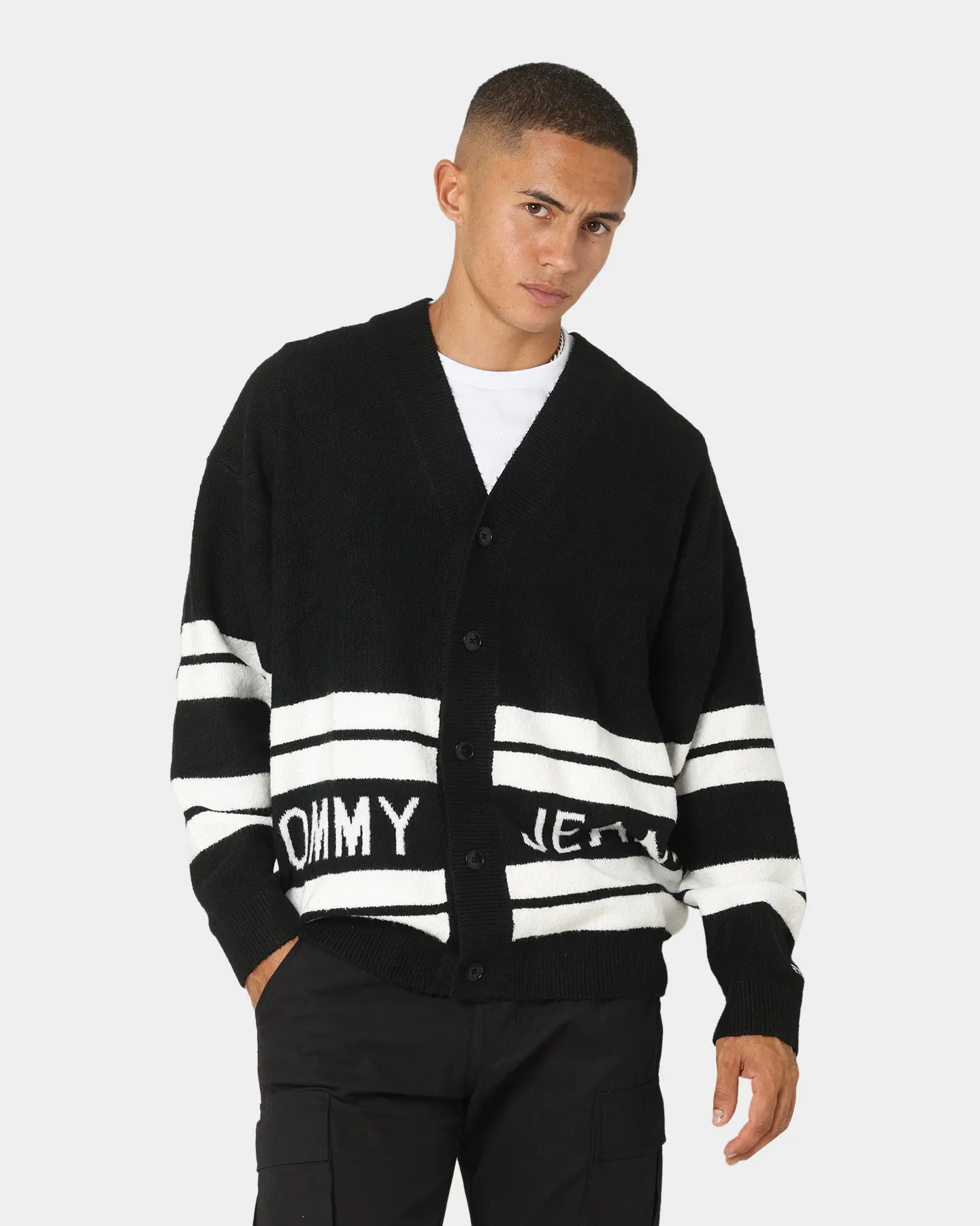 Tommy Jeans Stripe Graphic Cardigan Black