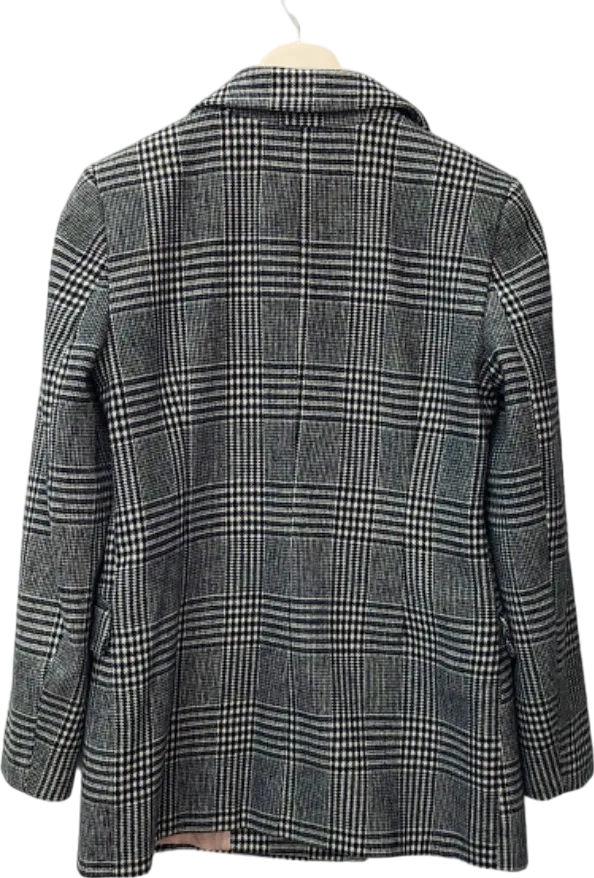 Topshop Black/White Check Double Breasted Blazer UK 10