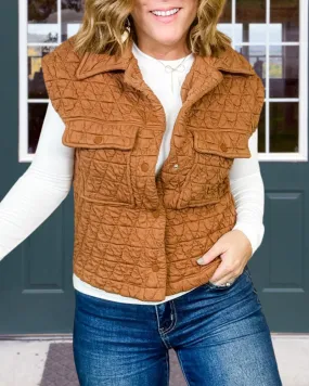 Triangle Quilted Button Vest