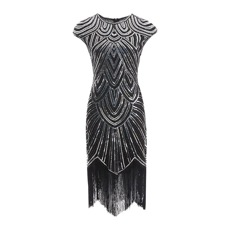 Vintage 1920s sequins evening gowns party dress dancewear dress | Retro sleevesless midi dress