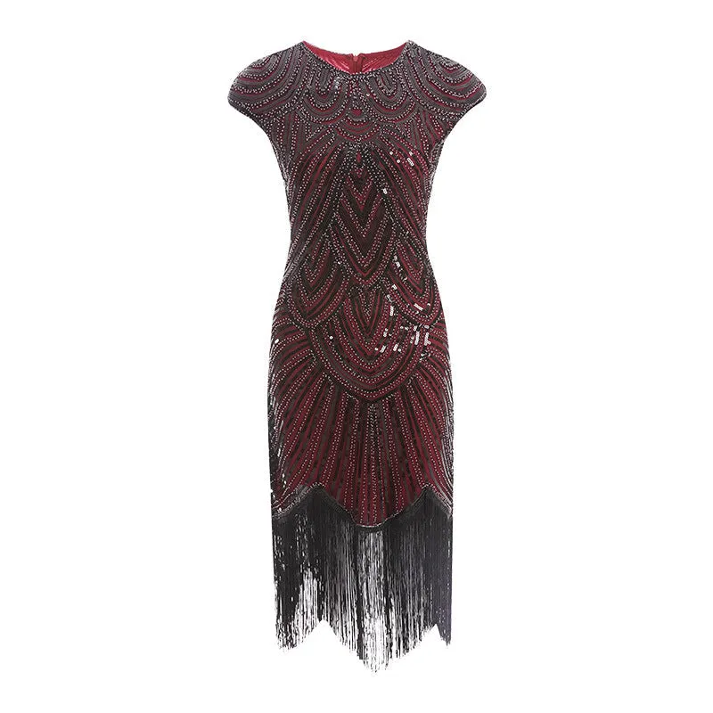 Vintage 1920s sequins evening gowns party dress dancewear dress | Retro sleevesless midi dress