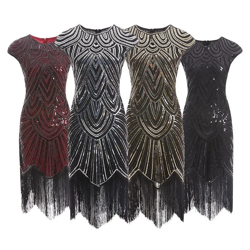 Vintage 1920s sequins evening gowns party dress dancewear dress | Retro sleevesless midi dress