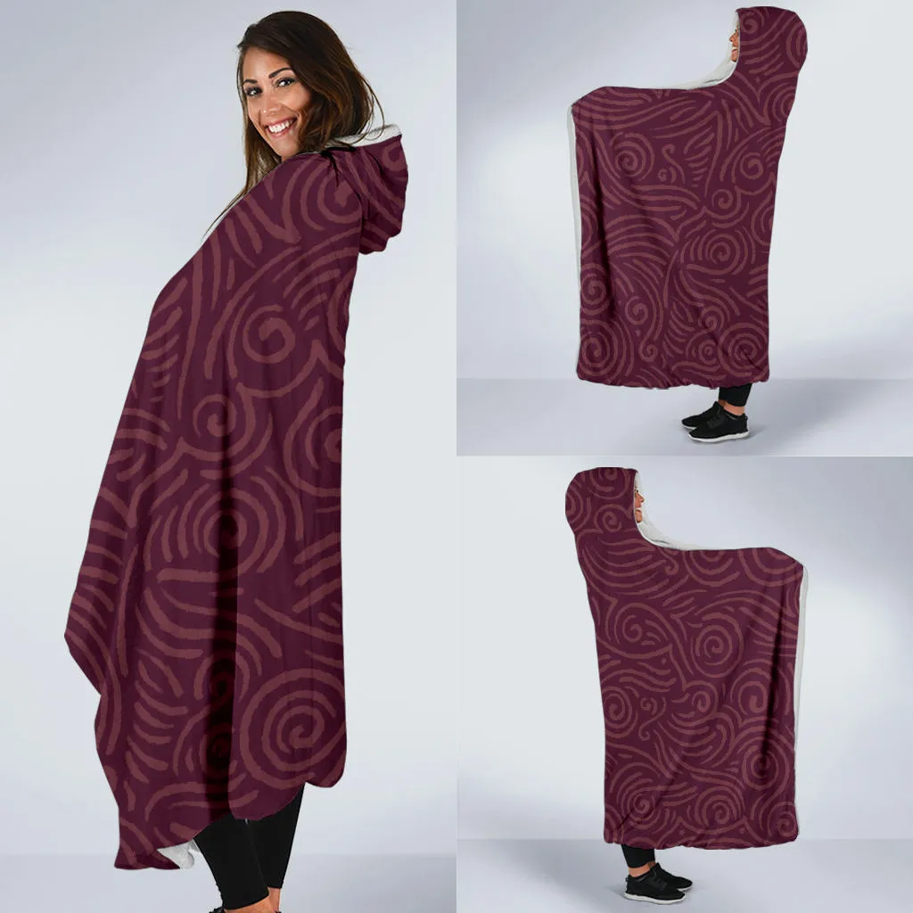 Waves and Spirals - Red | Hooded Blanket | Mandalazed