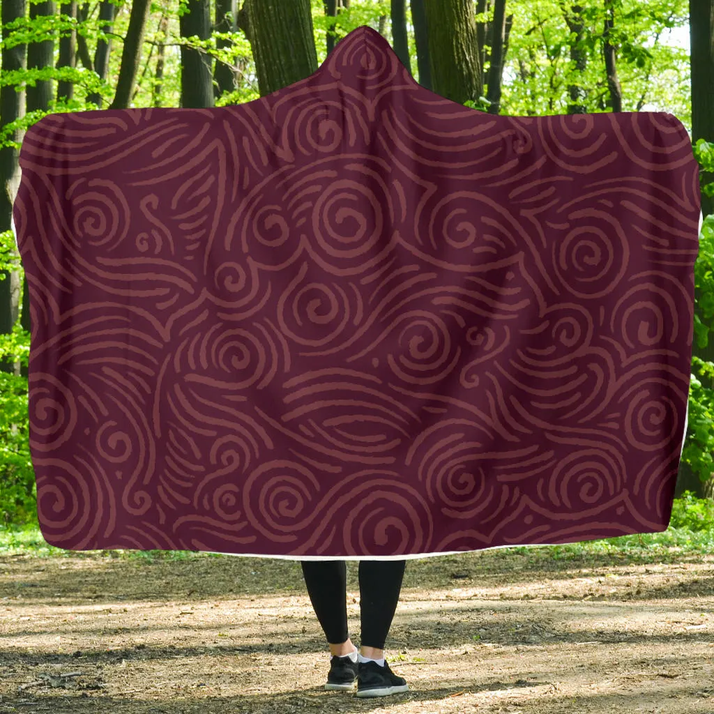 Waves and Spirals - Red | Hooded Blanket | Mandalazed